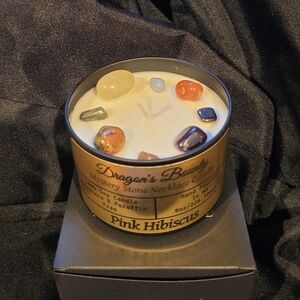 Dragon's Bounty Pink Hibiscus Mystery Stone Necklace Candle